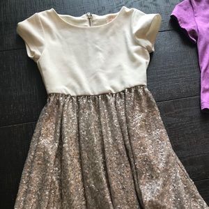 Girls sequin dress size 7 white /silver